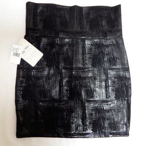 Lily White Stretchy Shiny Black Mini Skirt NWT